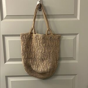 The Sak Tan Crochet Tote Bag